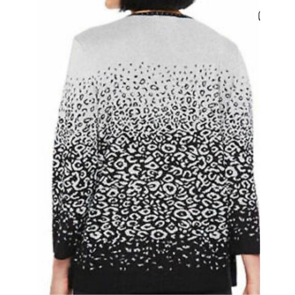 Alfred Dunner layered sweater/cardigan silver black studded 3/4 sleeves,size PXL - Picture 2 of 12